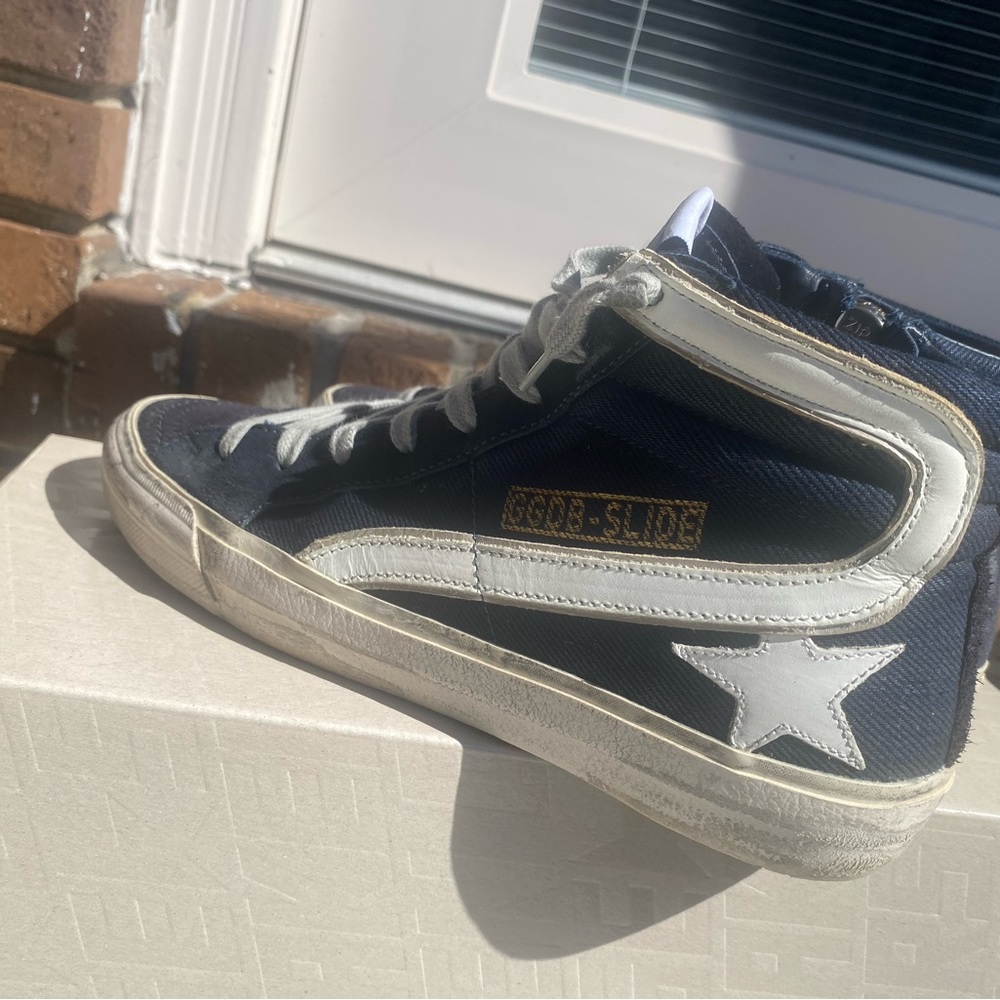 Golden Goose slide.Blue denim and leather white star.Size 37. = 7 in women - Picture 3 of 10